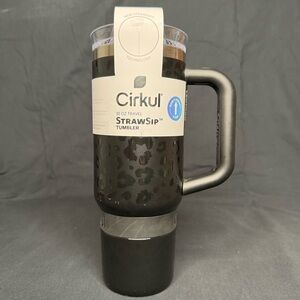 Cirkul 30oz Travel StrawSip Insulated Stainless Steel Tumbler Black Leopard NEW